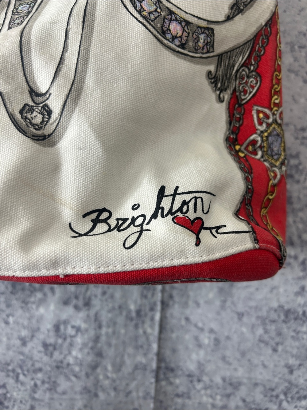 Brighton White and Red 'Love' Canvas Tote with Jeweled Graphic - Picture 3 of 12